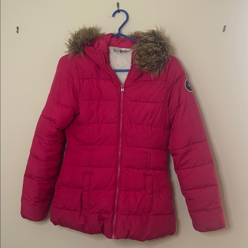 Hot pink WinterJacket with Faux Fur Hood by Abercrombie Kids